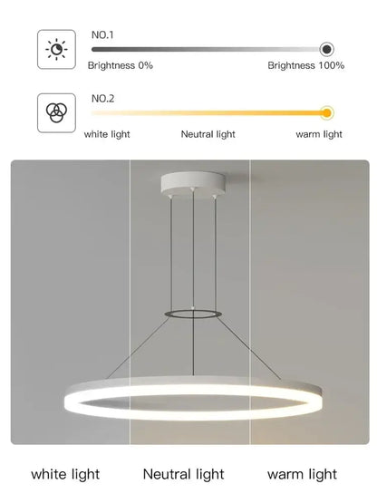 Modern black ring led pendant chandelier for living room
