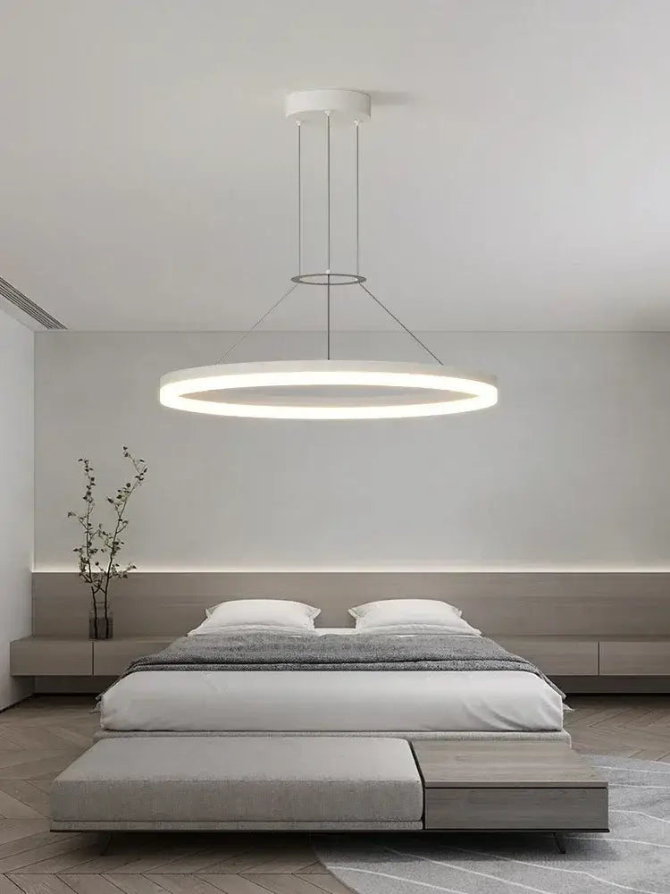 Modern black ring led pendant chandelier for living room