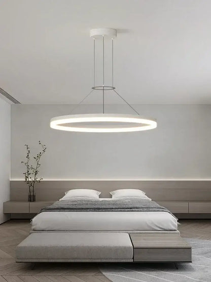 Modern black ring led pendant chandelier for living room