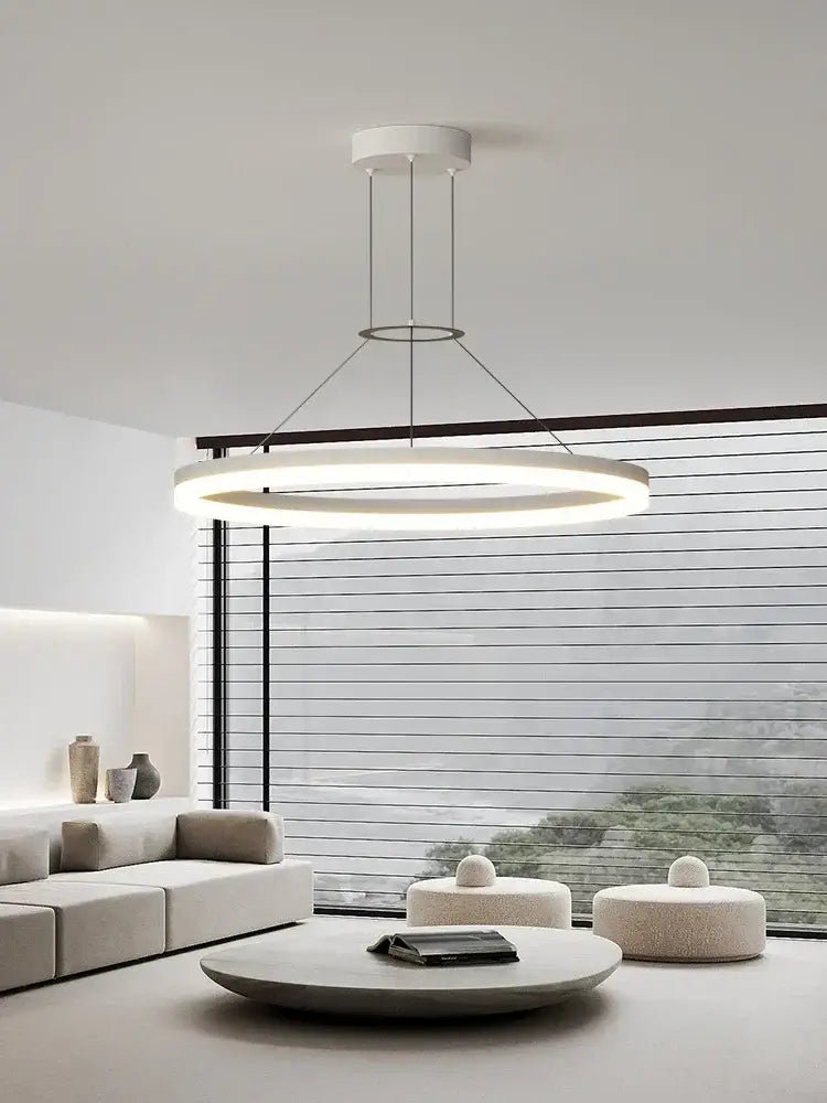 Modern black ring led pendant chandelier for living room