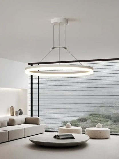 Modern black ring led pendant chandelier for living room