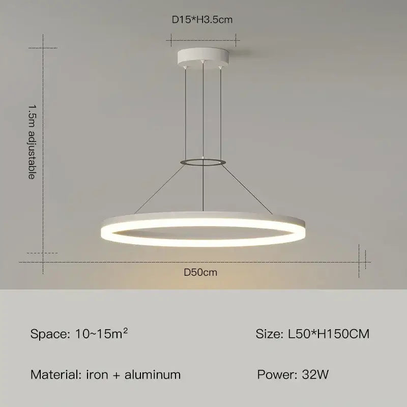 Modern black ring led pendant chandelier for living room