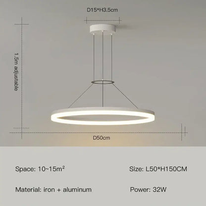 Modern black ring led pendant chandelier for living room