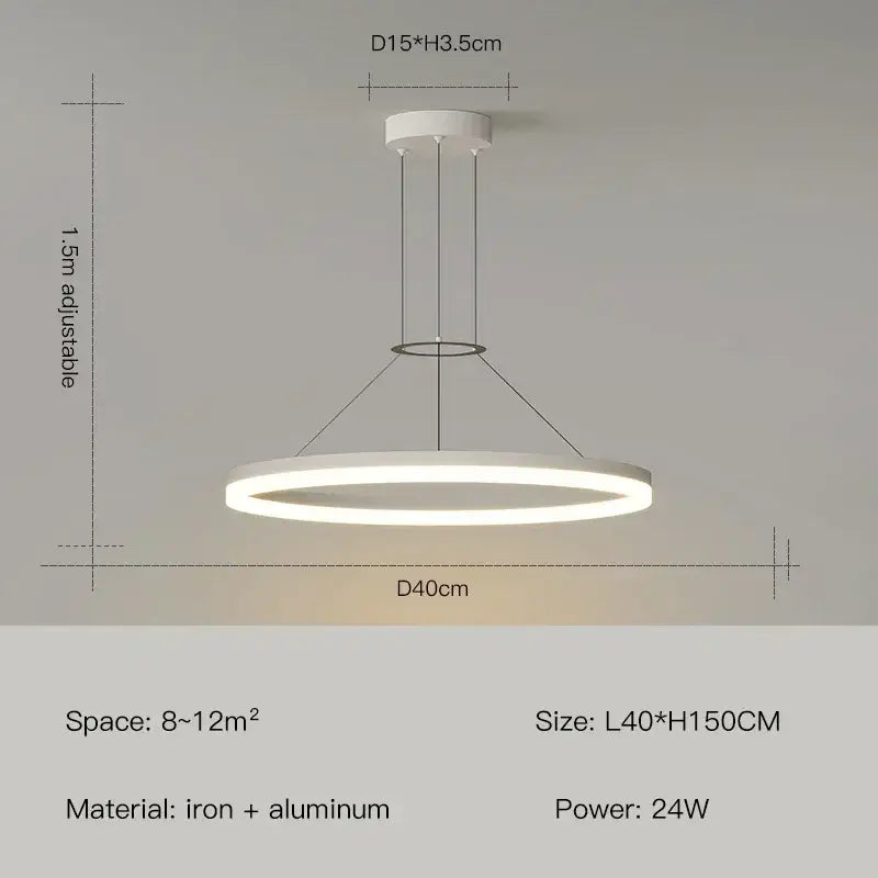 Modern black ring led pendant chandelier for living room