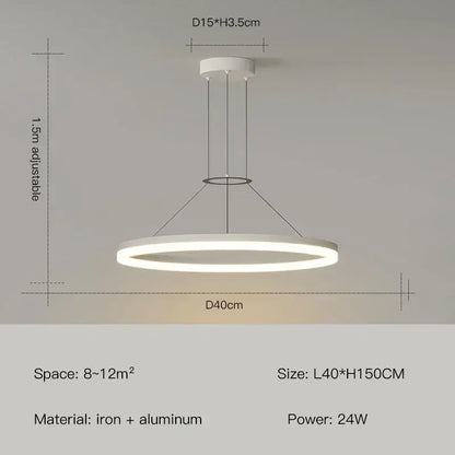 Modern black ring led pendant chandelier for living room