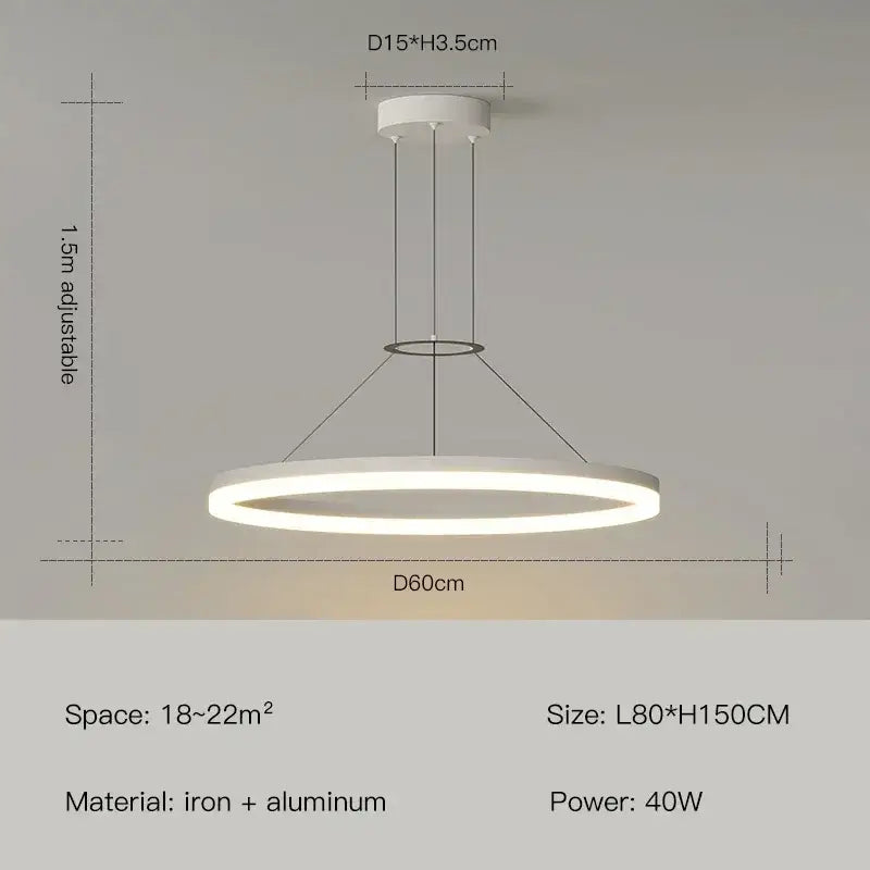 Modern black ring led pendant chandelier for living room