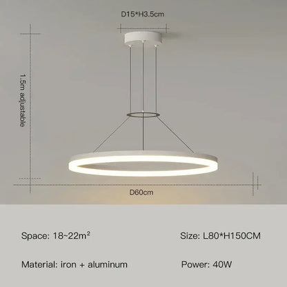 Modern black ring led pendant chandelier for living room