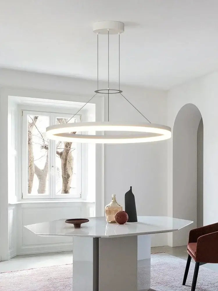Modern black ring led pendant chandelier for living room