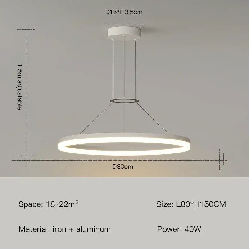Modern black ring led pendant chandelier for living room