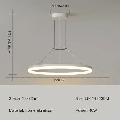 Modern black ring led pendant chandelier for living room