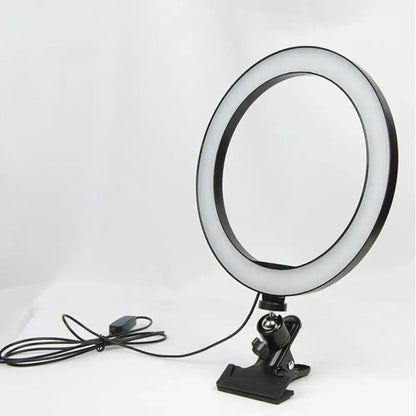 Modern black ring light with metal shade bedroom portable mirror light