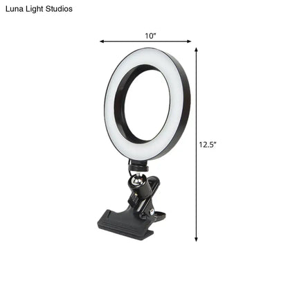 Modern black ring light with metal shade bedroom portable mirror light