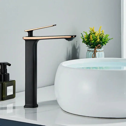Modern black & rose gold basin faucet bathroom sink mixer tap