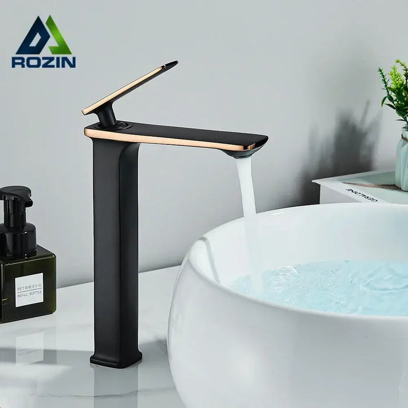 Modern black & rose gold basin faucet bathroom sink mixer tap