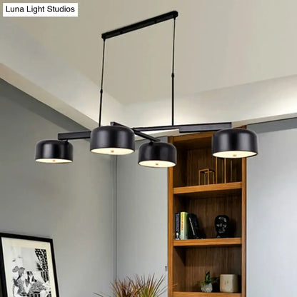 Modern black & rose gold island pendant light kitchen 4 drum shades