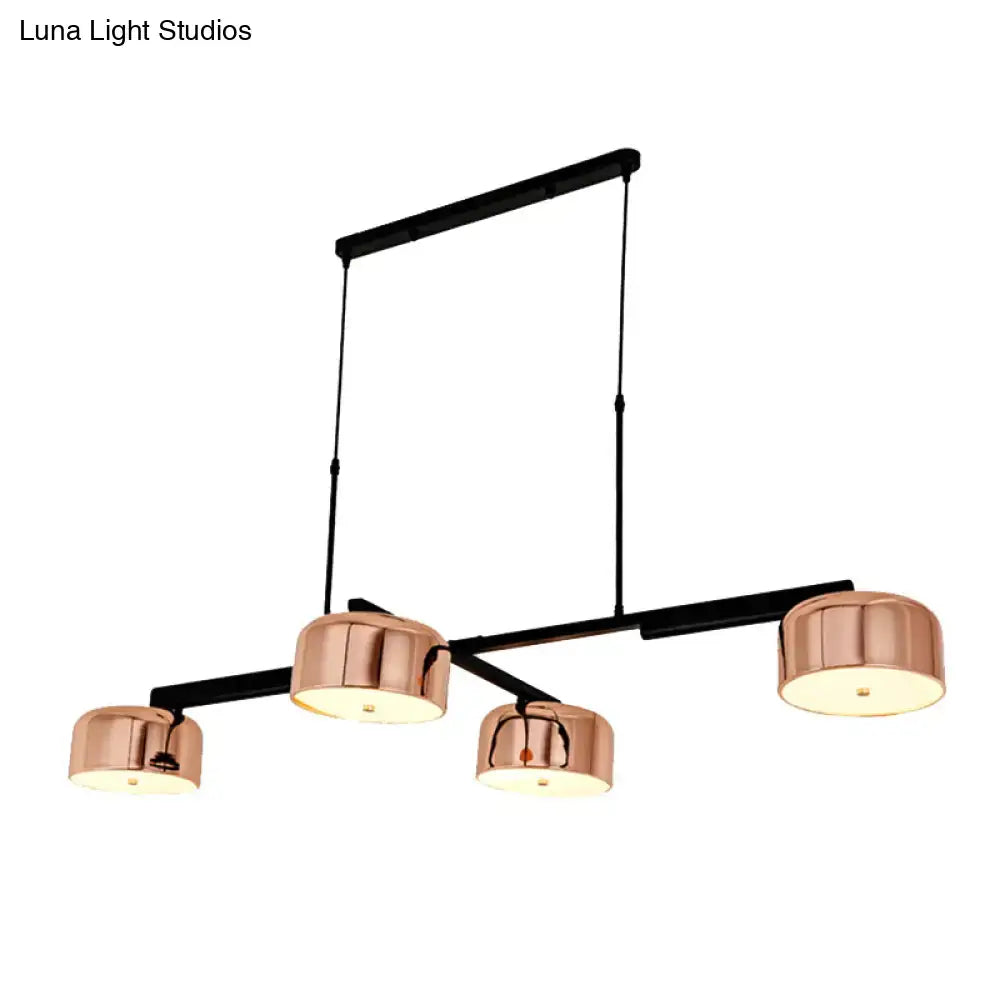 Modern black & rose gold island pendant light kitchen 4 drum shades