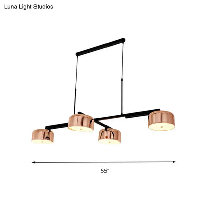 Modern black & rose gold island pendant light kitchen 4 drum shades