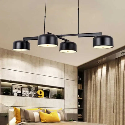 Modern black & rose gold island pendant light kitchen 4 drum shades
