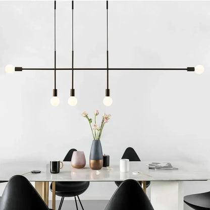 Modern black & rose gold minimalist pendant light dining room