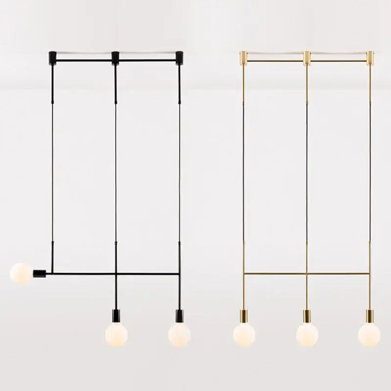 Modern black & rose gold minimalist pendant light dining room