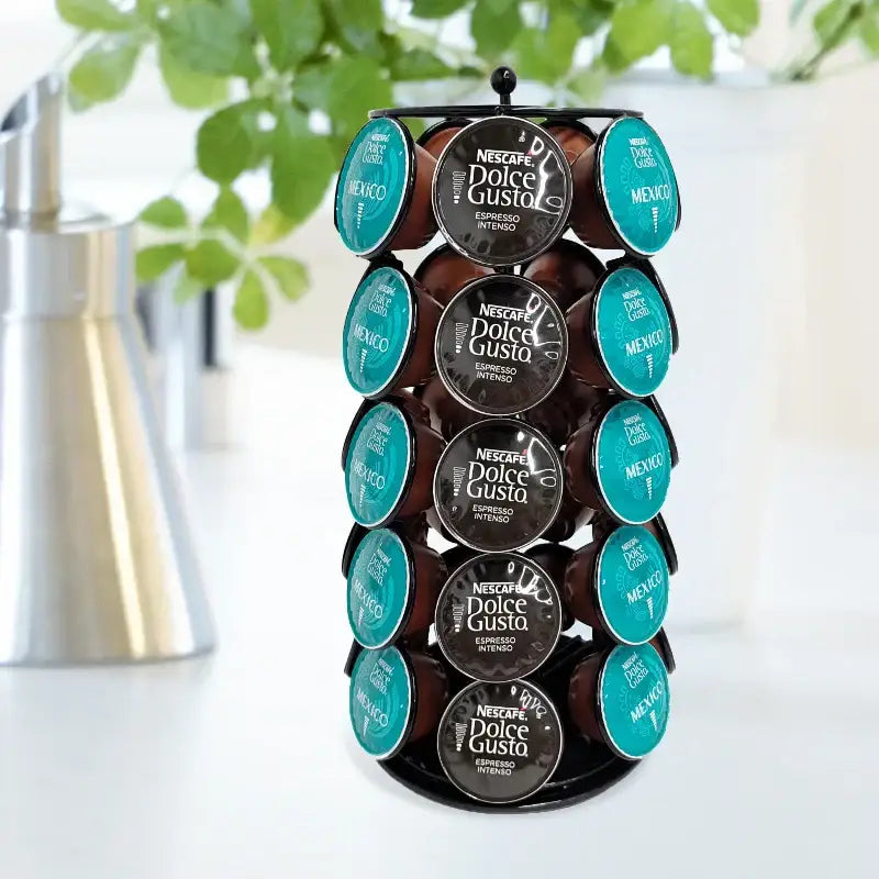 Modern black rotatable dolce gusto capsule rack kitchen storage shelf