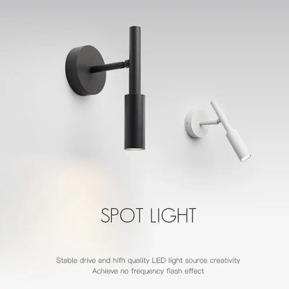 Modern black rotatable led wall lamp bedroom spotlight