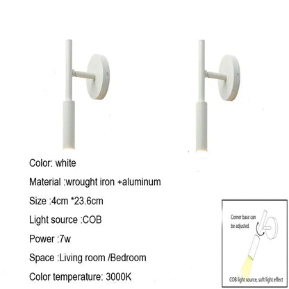 Modern black rotatable led wall lamp bedroom spotlight