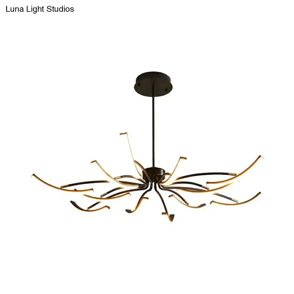 Modern black rotating stick led chandelier for dining room