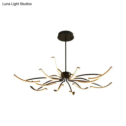 Modern black rotating stick led chandelier for dining room
