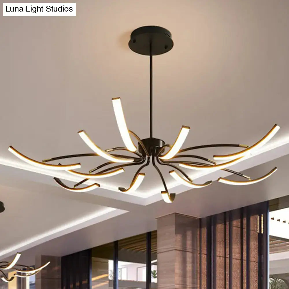 Modern black rotating stick led chandelier for dining room