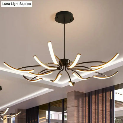 Modern black rotating stick led chandelier for dining room