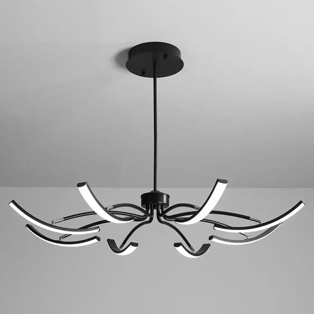 Modern black rotating stick led chandelier for dining room