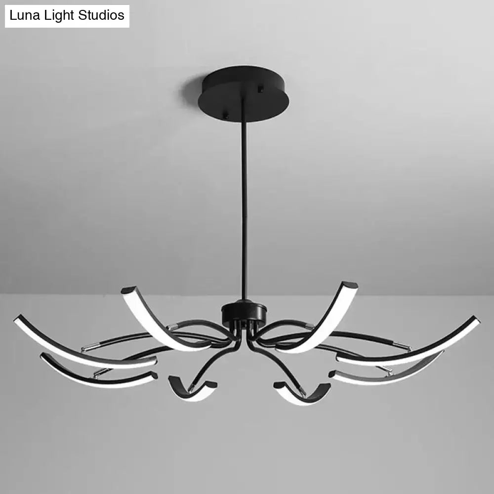Modern black rotating stick led chandelier for dining room