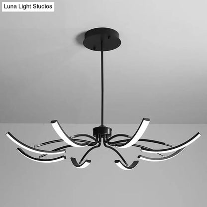 Modern black rotating stick led chandelier for dining room