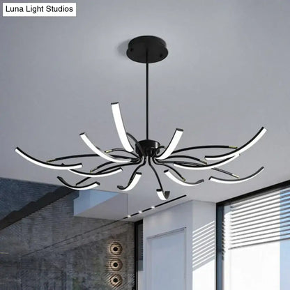 Modern black rotating stick led chandelier for dining room