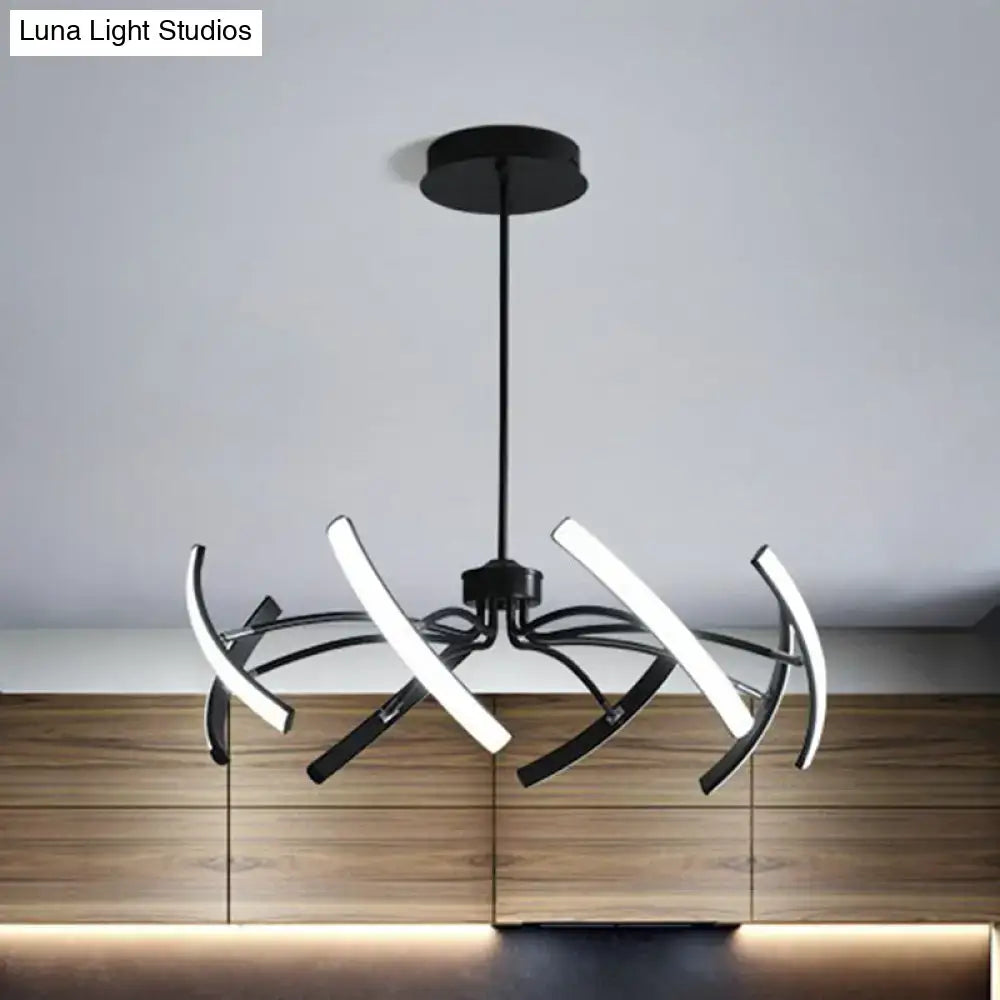 Modern black rotating stick led chandelier for dining room