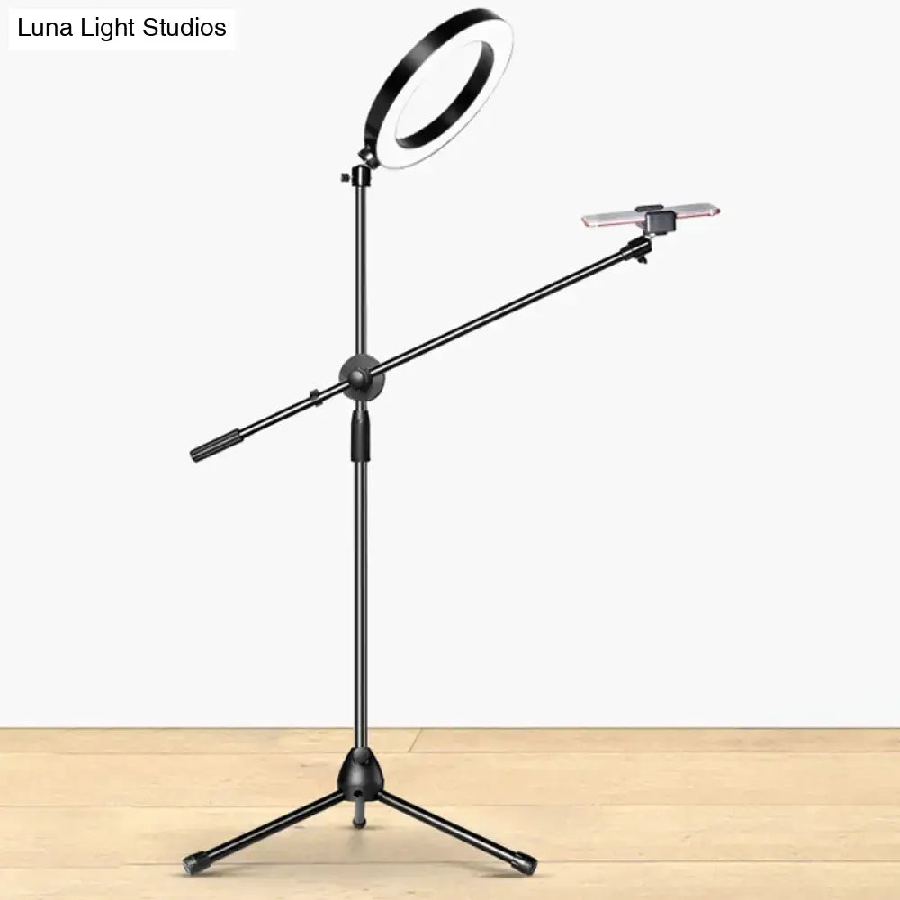 Modern black round led vanity lamp with adjustable arm bedroom light