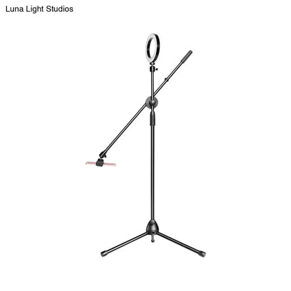 Modern black round led vanity lamp with adjustable arm bedroom light