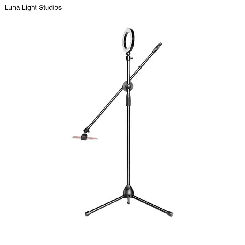 Modern black round led vanity lamp with adjustable arm bedroom light