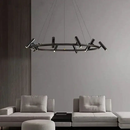 Modern black round ring chandelier living room pendant light