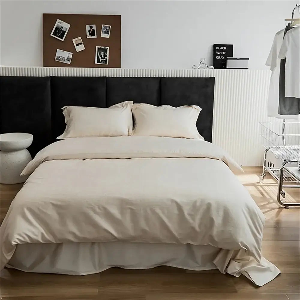 Modern black satin jacquard duvet cover set bedroom bed skirt