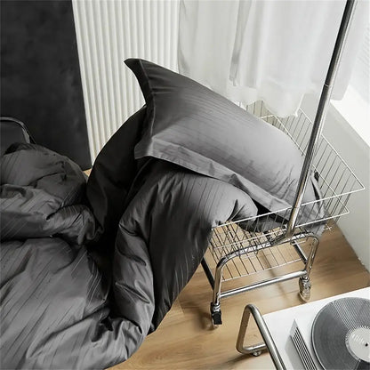 Modern black satin jacquard duvet cover set bedroom bed skirt