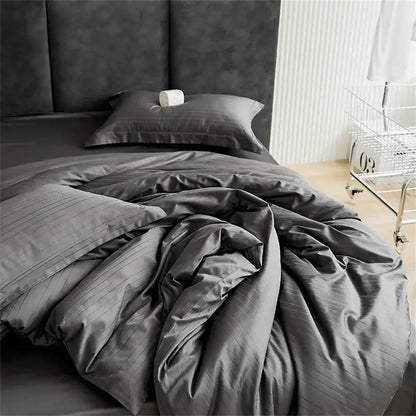 Modern black satin jacquard duvet cover set bedroom bed skirt