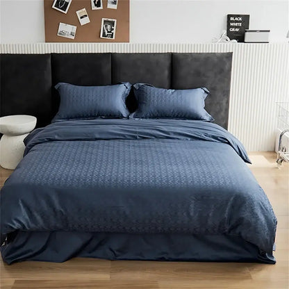 Modern black satin jacquard duvet cover set bedroom bed skirt