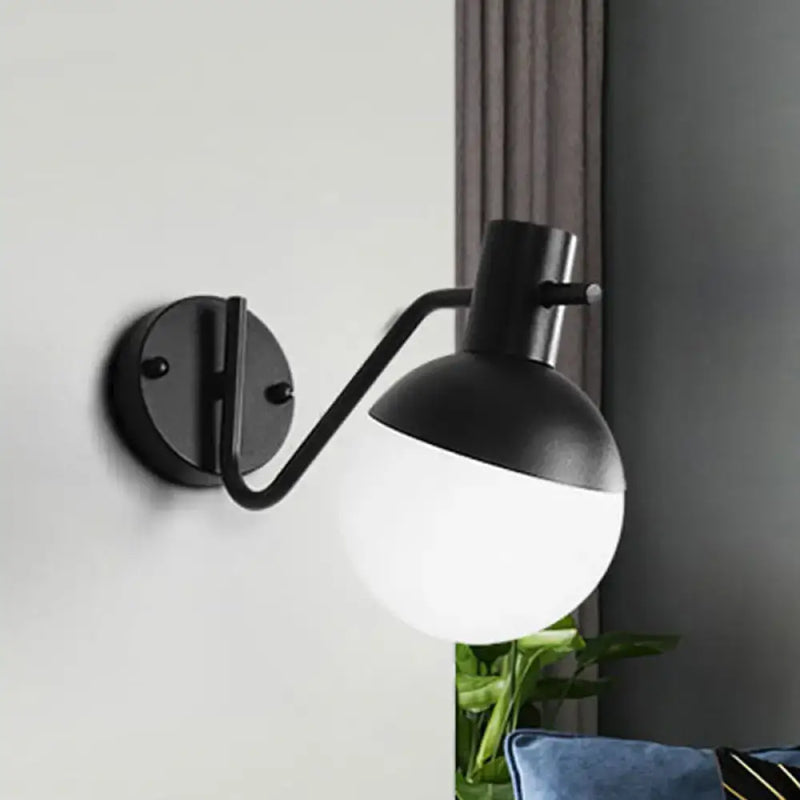 Modern black sconce light with milk glass shade living room