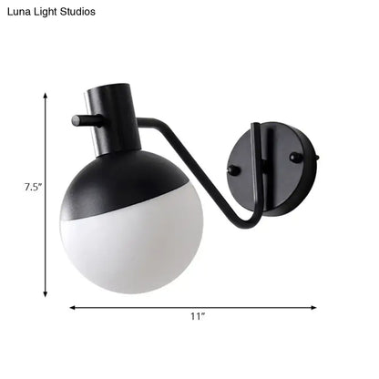 Modern black sconce light with milk glass shade living room
