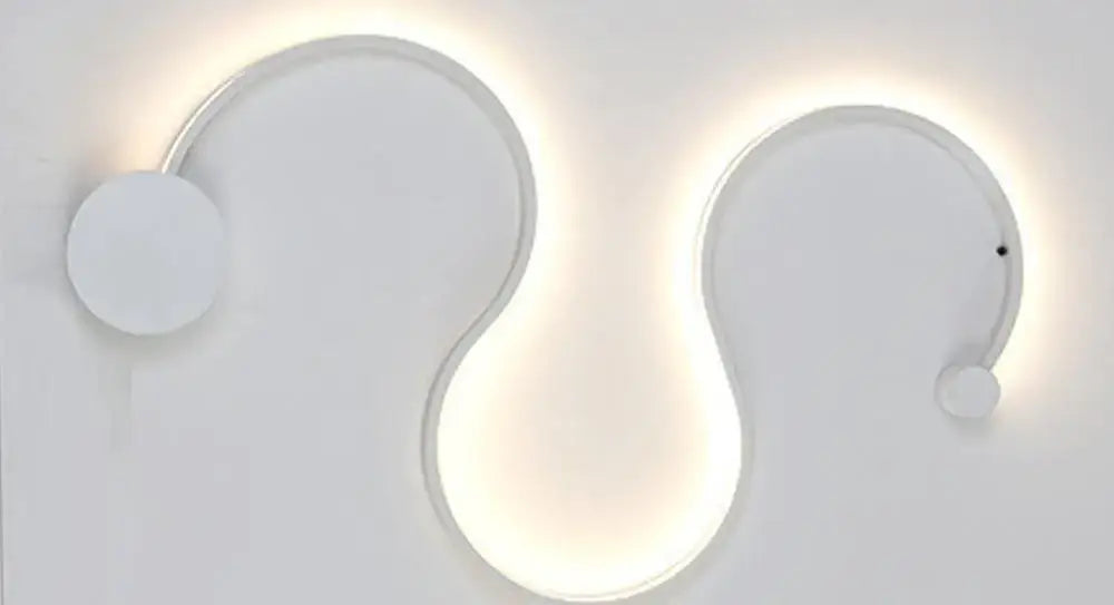 Modern black serpentine led wall lamp for living room