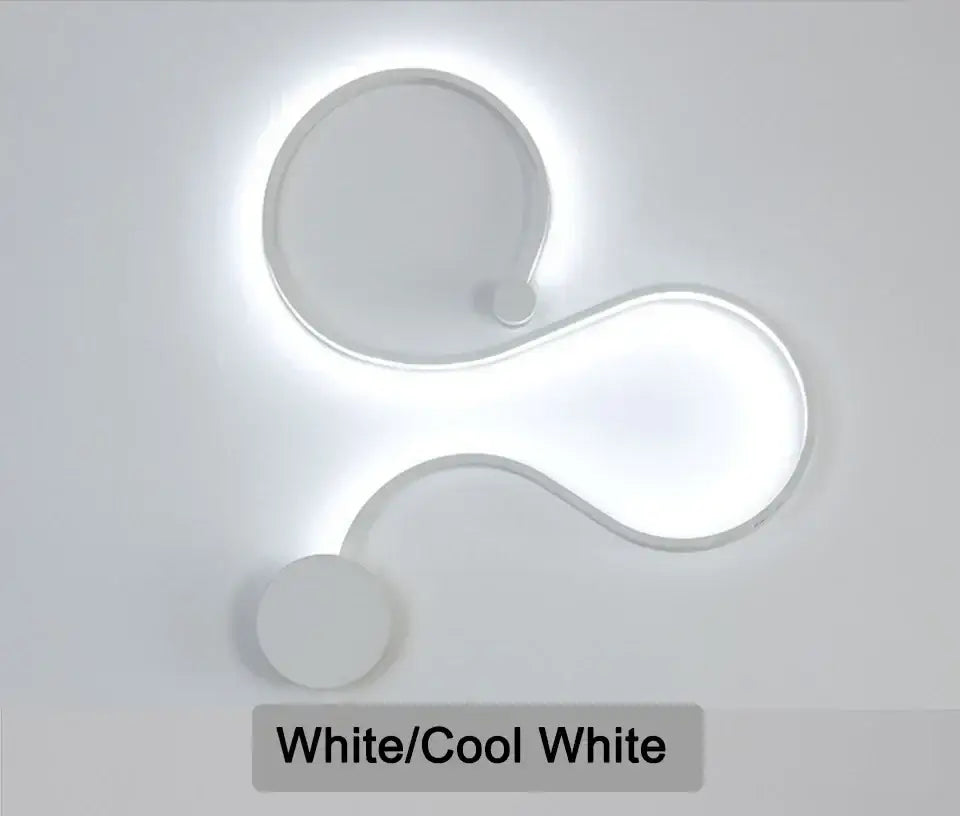 Modern black serpentine led wall lamp for living room