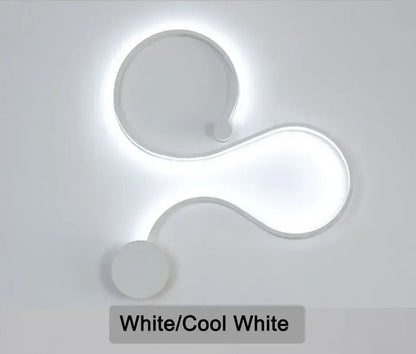 Modern black serpentine led wall lamp for living room