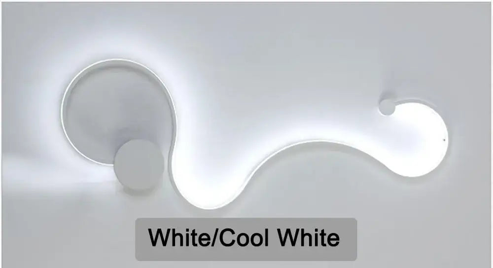 Modern black serpentine led wall lamp for living room